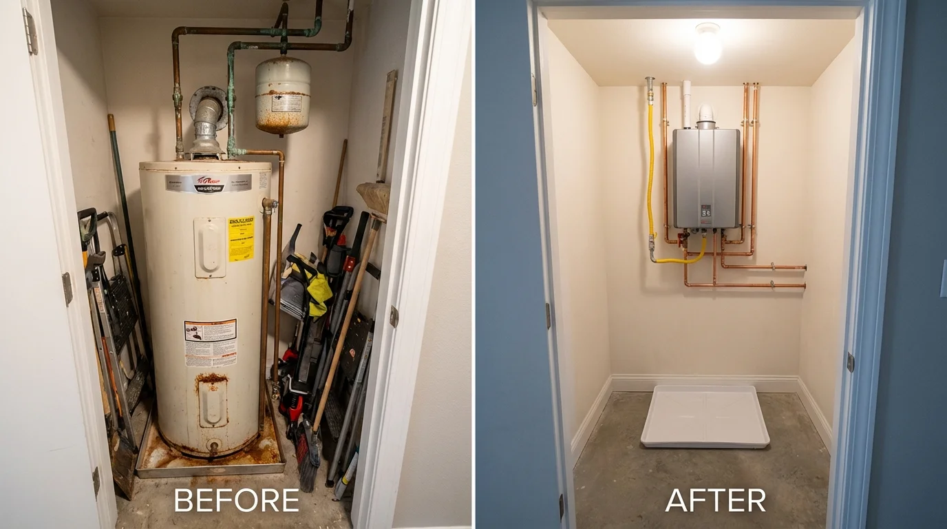 Tank water heater versus wall-mounted tankless unit comparison for Wrangell, AK homeowners